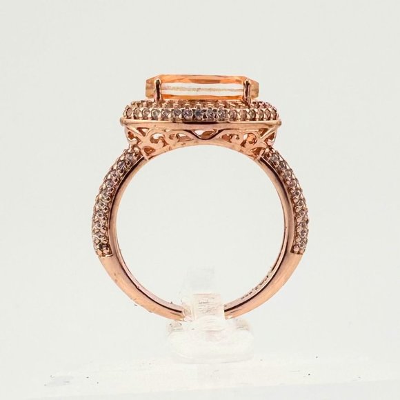 Marquis Cut 2 Ct. Morgainte Doublet Ring. 14kt Gold Overlay Sterling - Size 8.25 - Picture 2 of 10